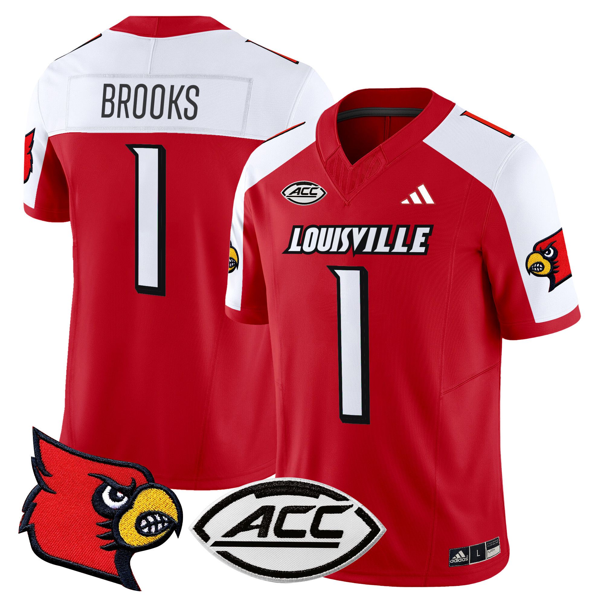 Men Louisville Cardinals #1 Brooks Red 2024 Vapor Limited NCAA Jersey